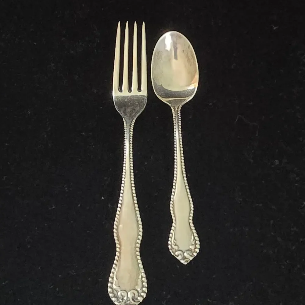 Vintage Rockford Silver Plate Co Fork Spoon Children's Engraved 